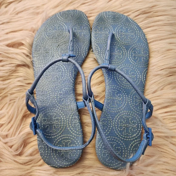 Tory Burch ocean breeze Emmy Thong flat sandal embroidered Sz 6